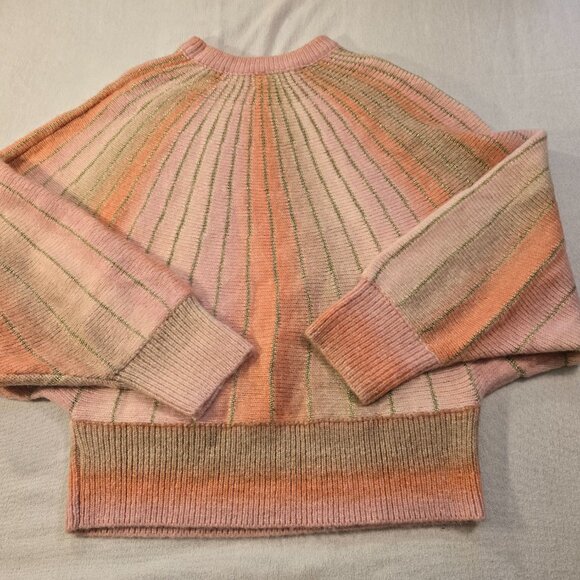 Molly Bracken Med Metallic Orange Gold Pink Sherbet Ombré Batwing Sleeve Sweater - Picture 10 of 15
